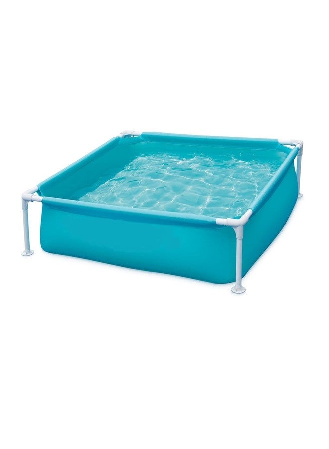 VWretails Mini Frame Above Ground Pool 122cm x 122cm x 30cm Have Fun Splashing and Playing Fun Beginner Frame Pool Includes Foam Padded Horizontal Beams for Comfort (Blue) - Image 1